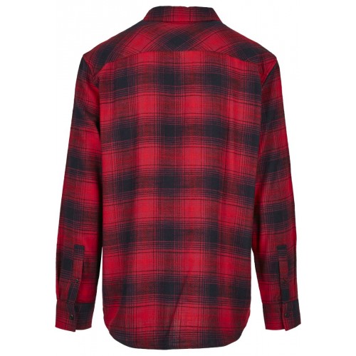 Red & Black heavy checkered shirt with 3rd emroidery - Black Rose