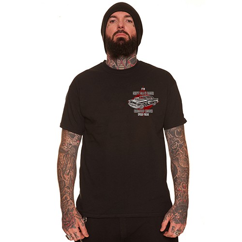 Dragstrip Clothing Chevy Death Race Black T`shirt - Black Rose