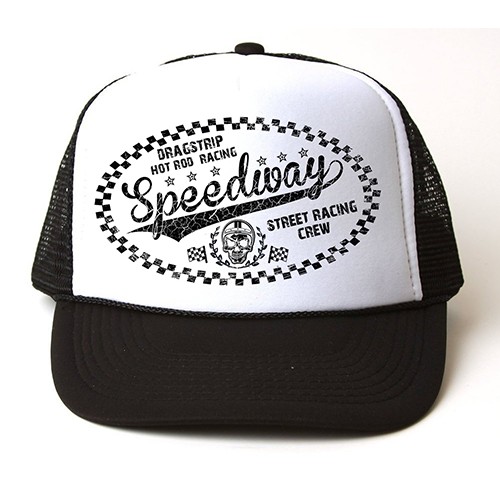 Speedway Racing Caps Dragstrip Speedway Flip Trucker Cap Black - Black Rose